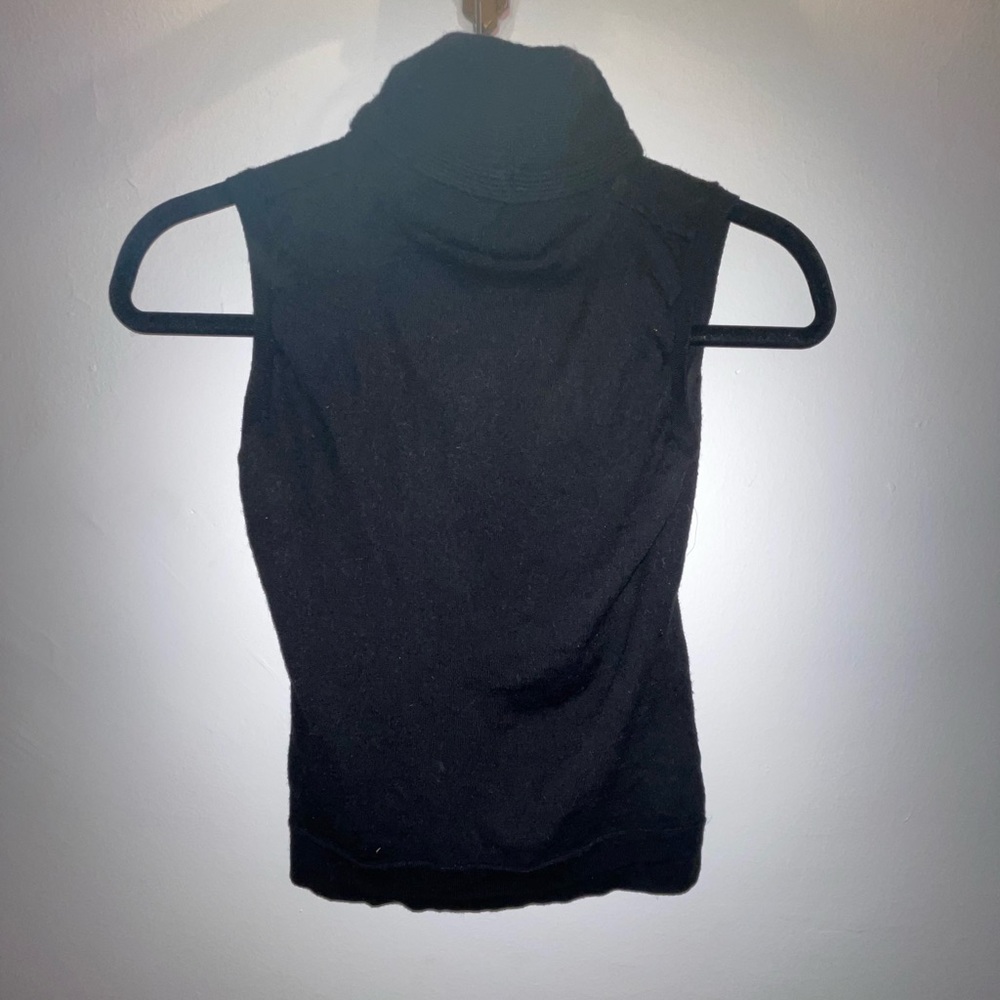 Lafayette 148 100% Wool Black Sleeveless Turtleneck Size P